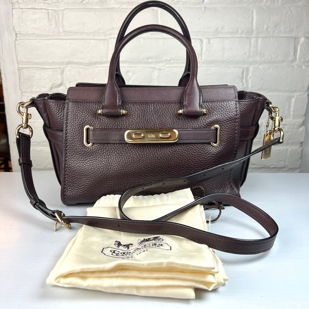 Coach Swagger 27 Leather Satchel Oxblood Burgundy Gold Crossbody Bag 87295